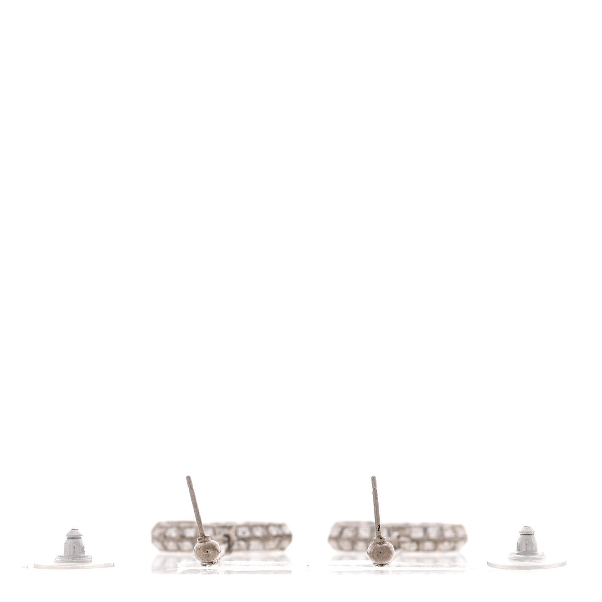 Baguette Crystal CC Drop Earrings Silver