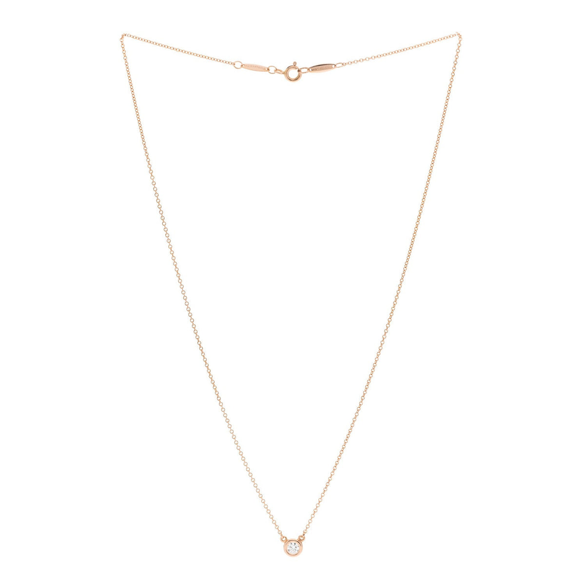 18K Rose Gold Diamond .17ct Elsa Peretti Diamonds by the Yard Pendant Necklace