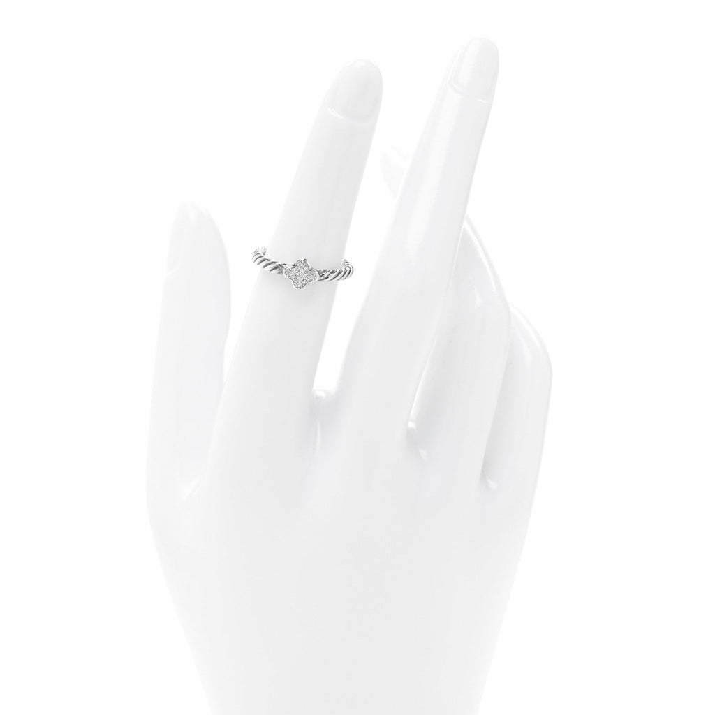 Sterling Silver Diamond Quatrefoil Ring 50 5.25