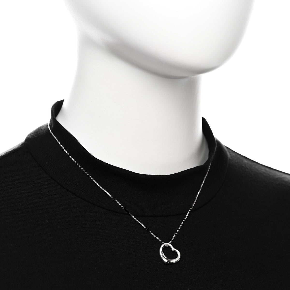 Sterling Silver 16mm Elsa Peretti Open Heart Pendant Necklace