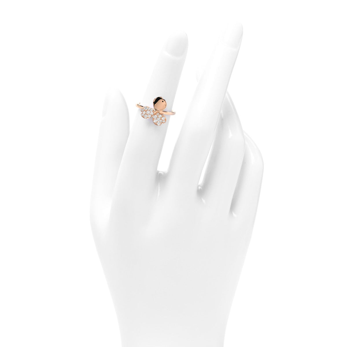 18K Rose Gold Diamond Paper Flowers Ring 47 4