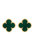 18K Yellow Gold Malachite Vintage Alhambra Earrings