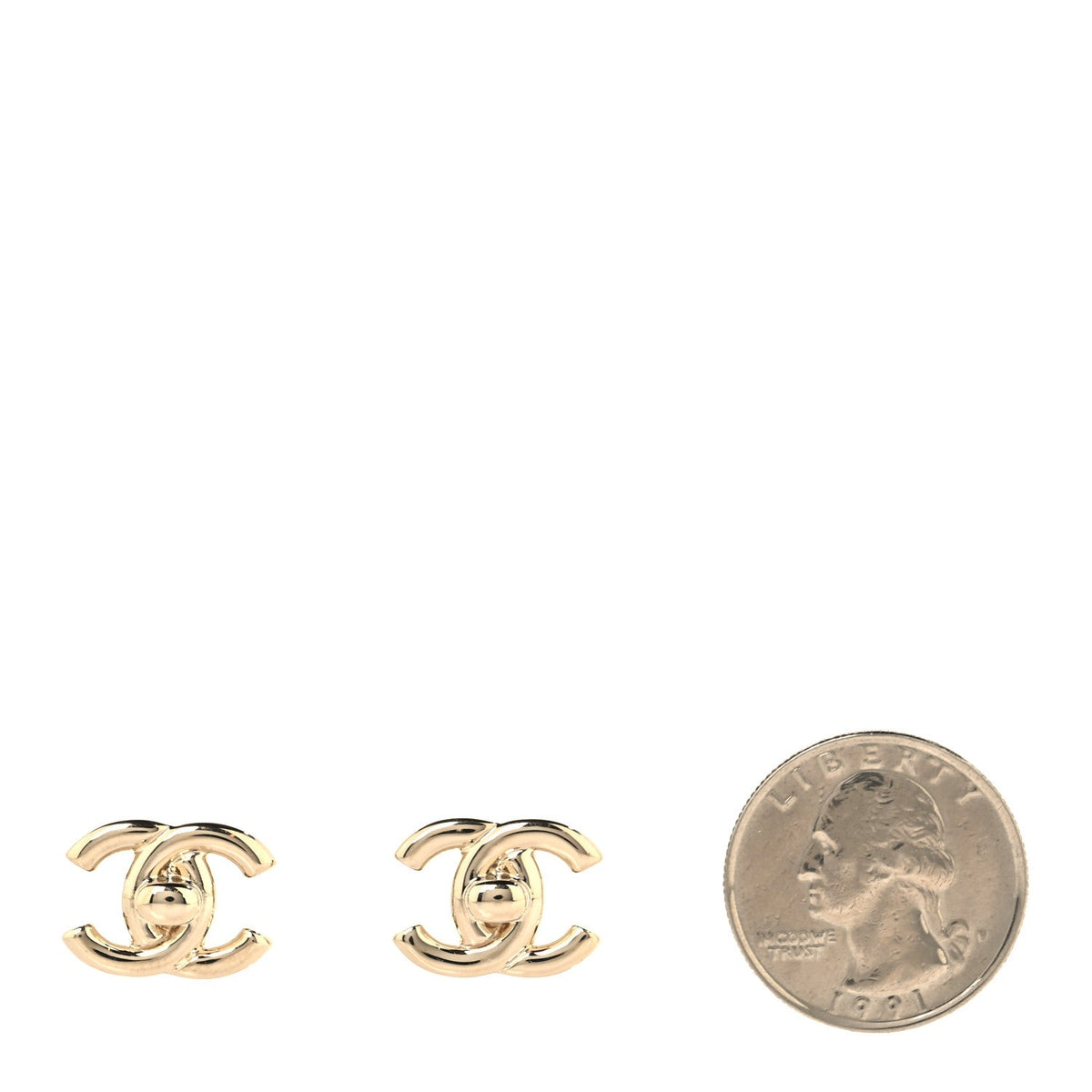 Metal CC Turnlock Earrings Gold