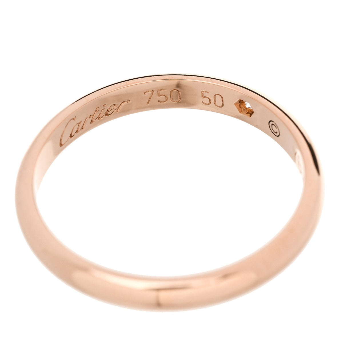 18K Pink Gold Diamond 2.6mm 1895 Wedding Band Ring 50 5.25