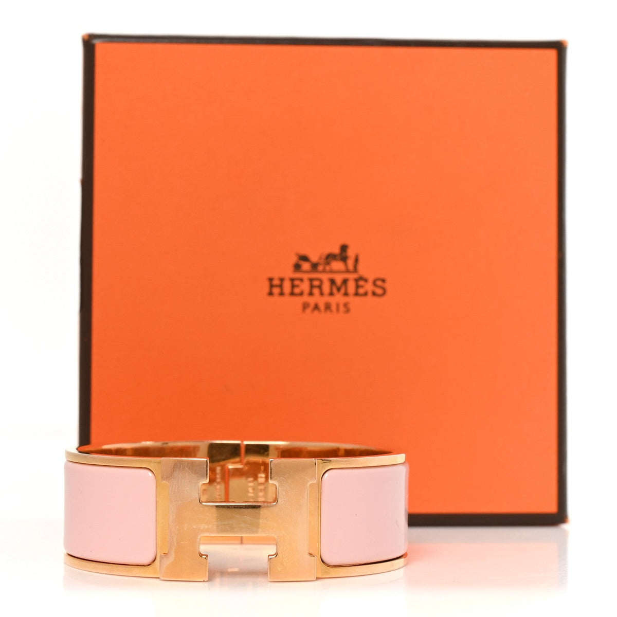 Enamel Wide Clic Clac H Bracelet PM Rose Dragee