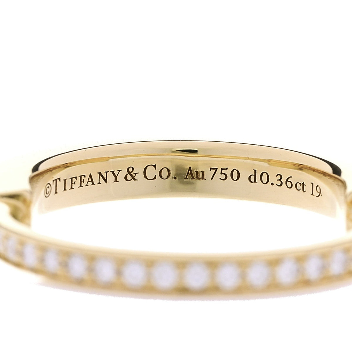 18K Yellow Gold Diamond Lock Pave Ring 53 6.5