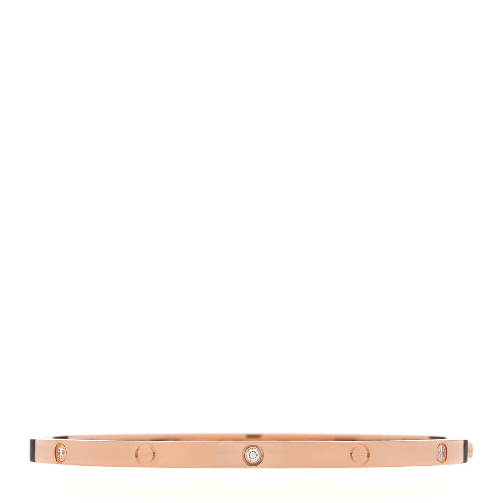 18K Pink Gold 6 Diamond Small LOVE Bracelet 17