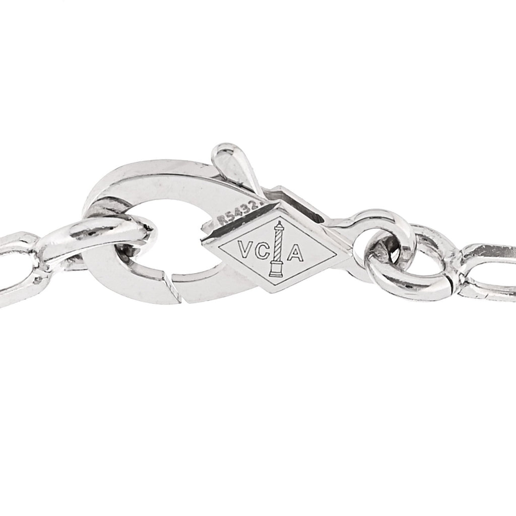 18K White Gold Chalcedony 5 Motifs Vintage Alhambra Bracelet