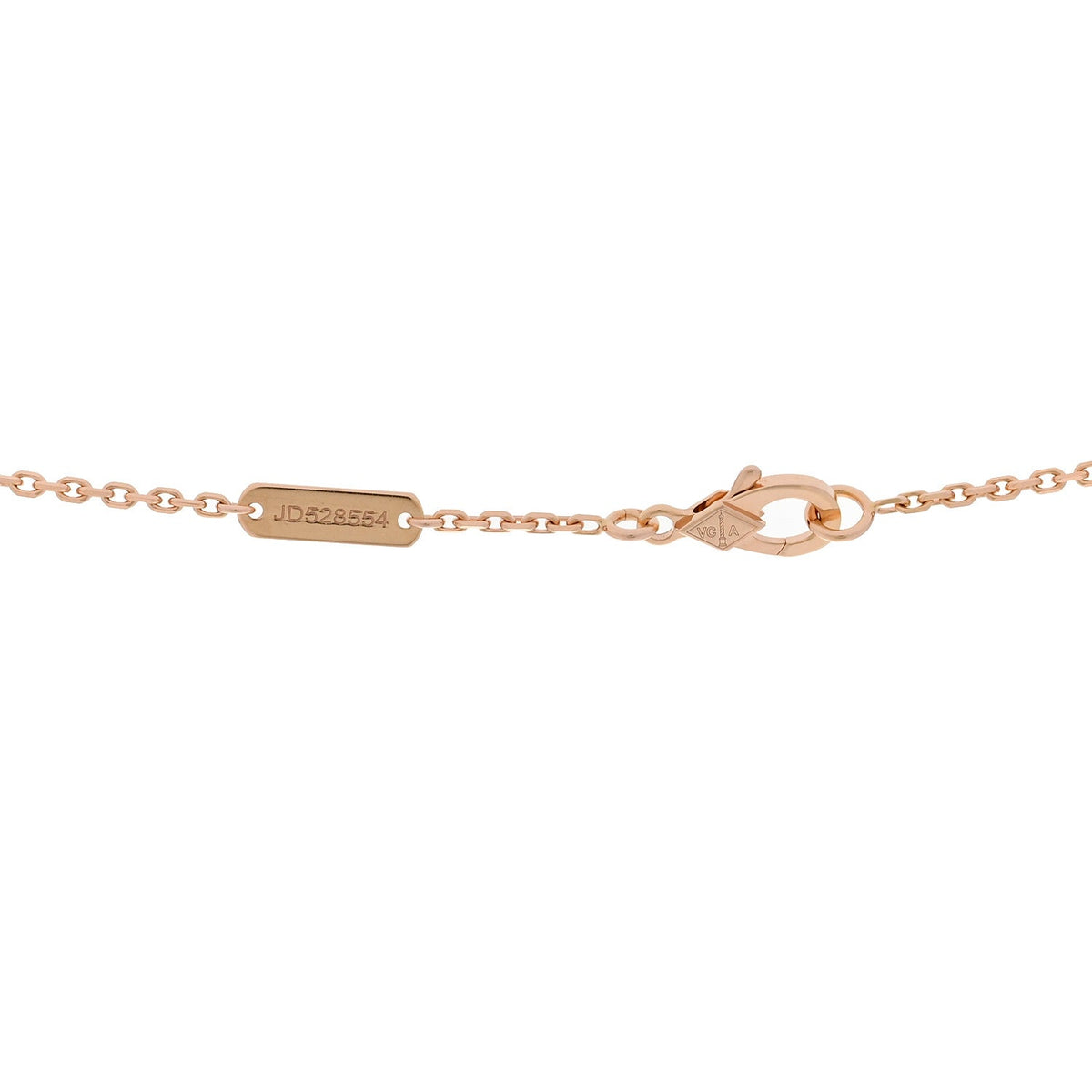 18K Rose Gold Gray Mother of Pearl Vintage Alhambra Pendant Necklace