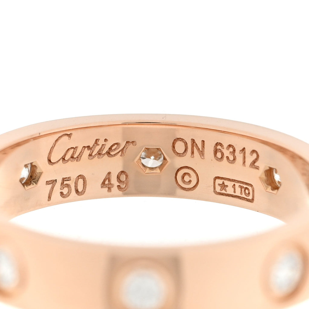 18K Pink Gold 8 Diamond 4mm LOVE Wedding Band Ring 49 5