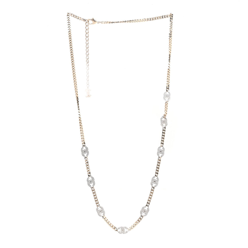 Crystal Chain CC Link Necklace Gold Silver