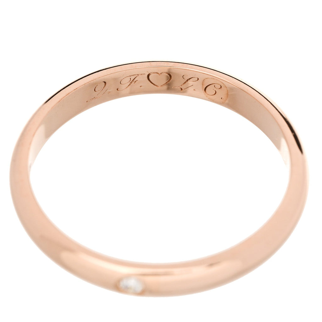 18K Pink Gold Diamond 2.6mm 1895 Wedding Band Ring 50 5.25
