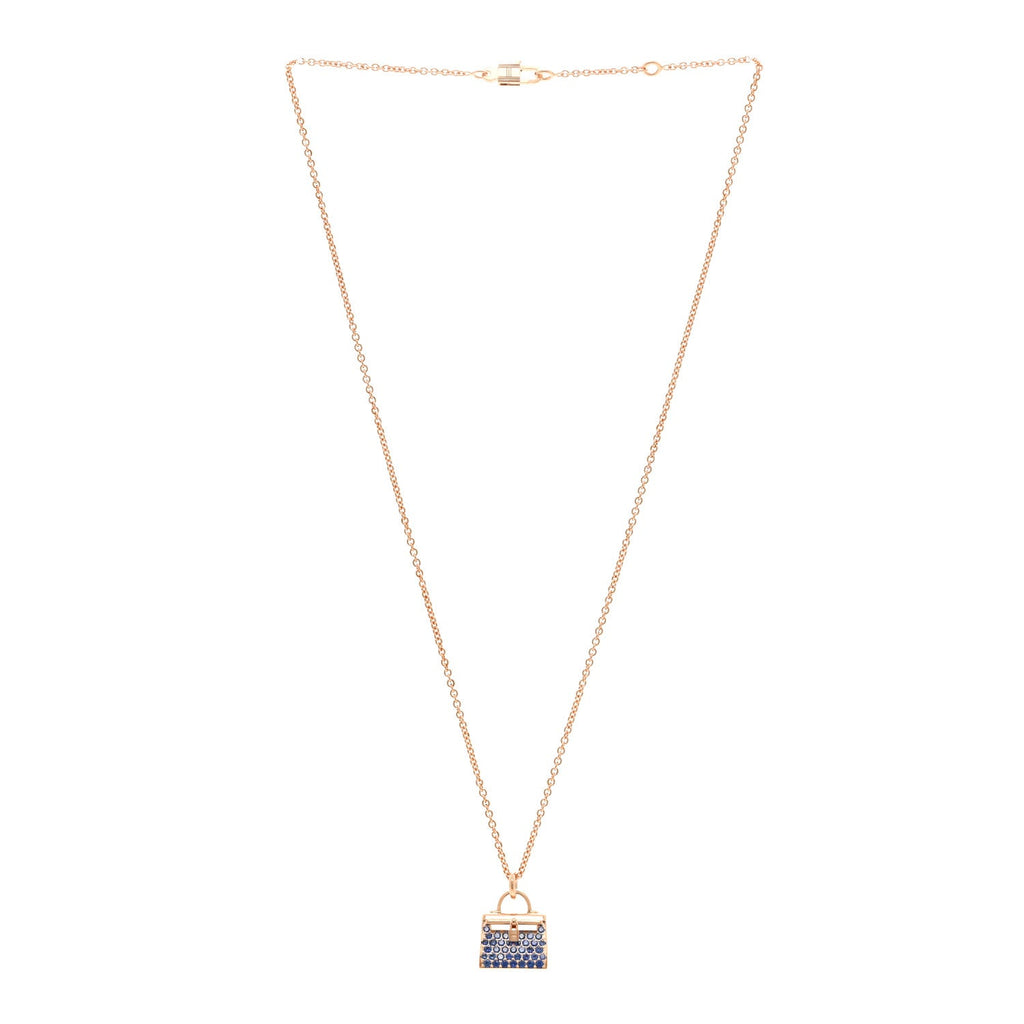 18K Rose Gold Blue Sapphire Kelly Amulettes Pendant Necklace