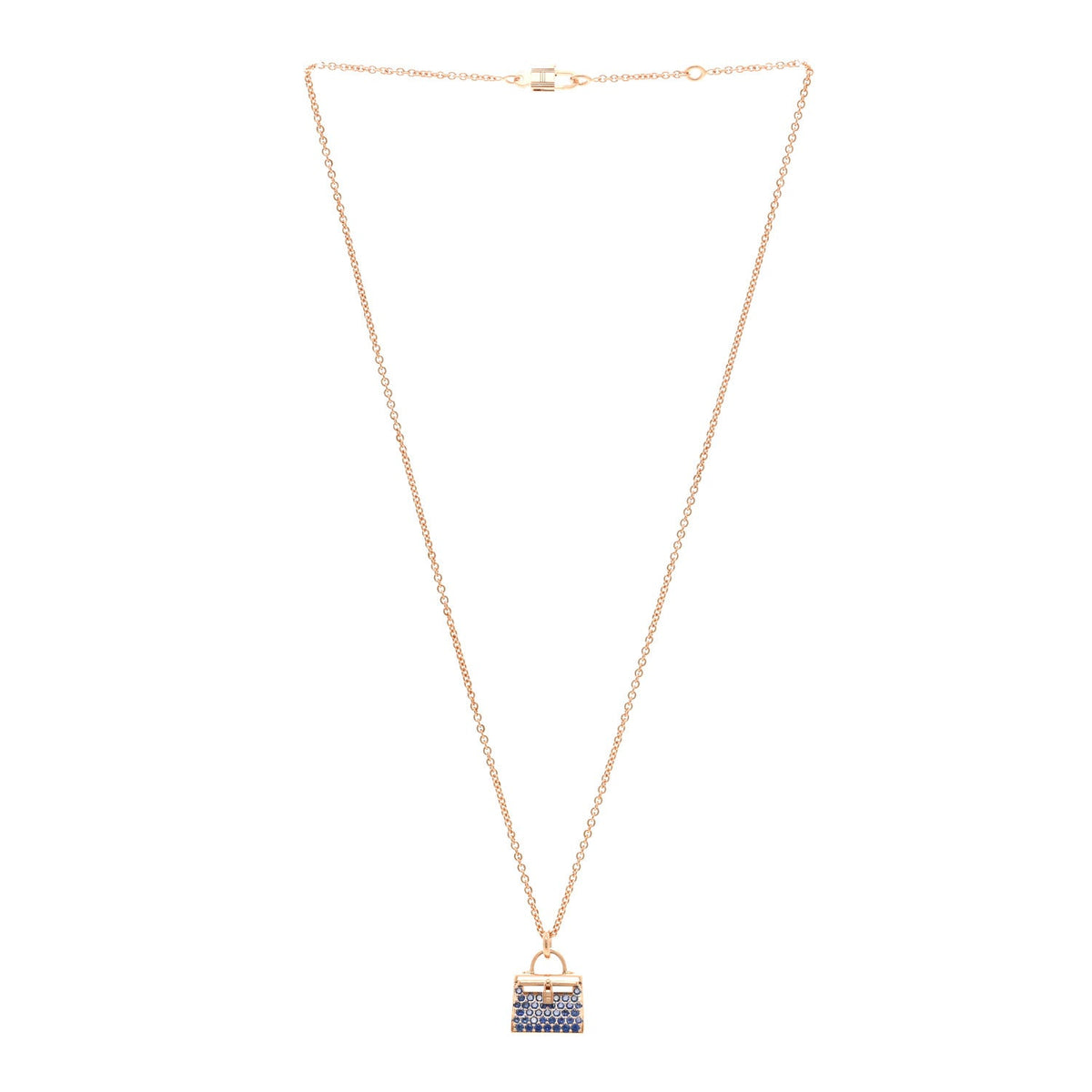 18K Rose Gold Blue Sapphire Kelly Amulettes Pendant Necklace