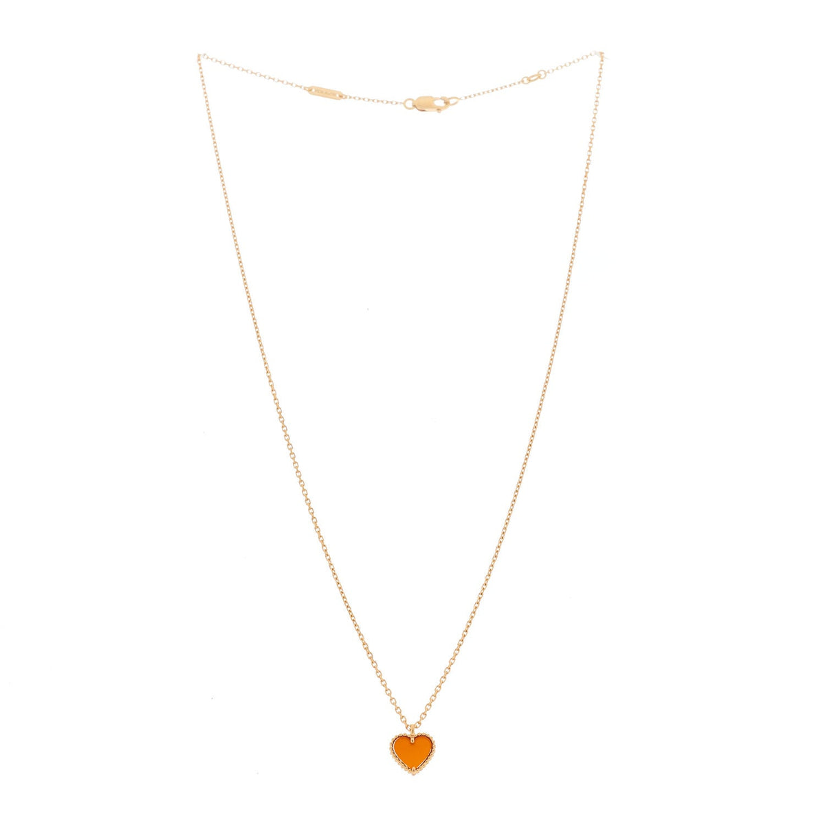 18k Rose Gold Carnelian Sweet Alhambra Heart Pendant Necklace