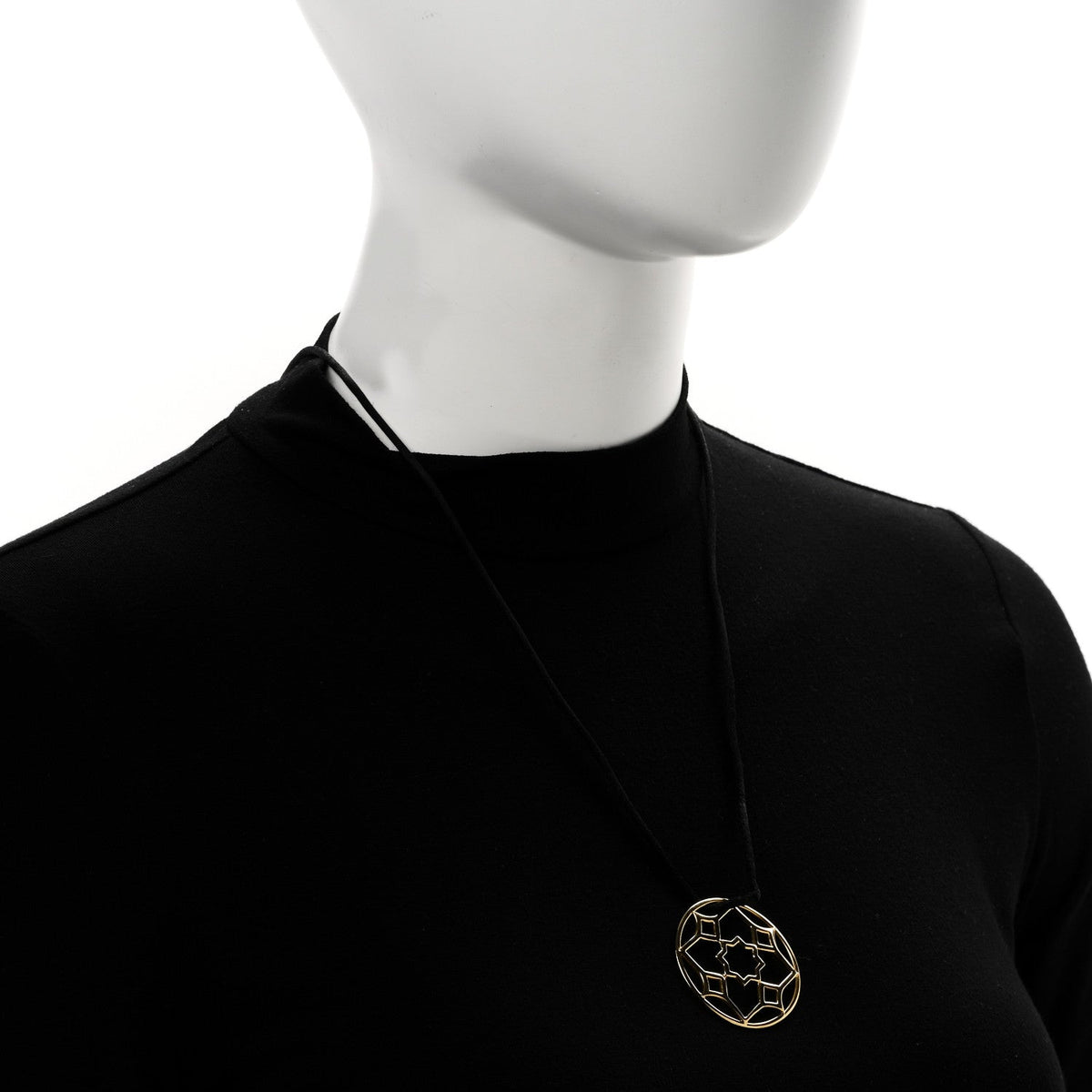 18K Yellow Gold Paloma Picasso Zellige Medallion Pendant Cord Necklace