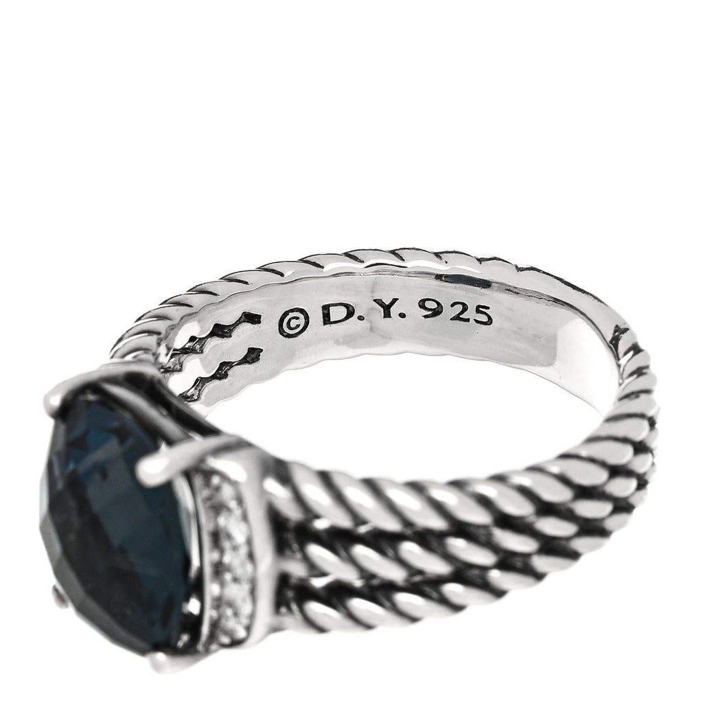 Sterling Silver Diamond Hampton Blue Topaz 10mm Petite Wheaton Ring 54 7