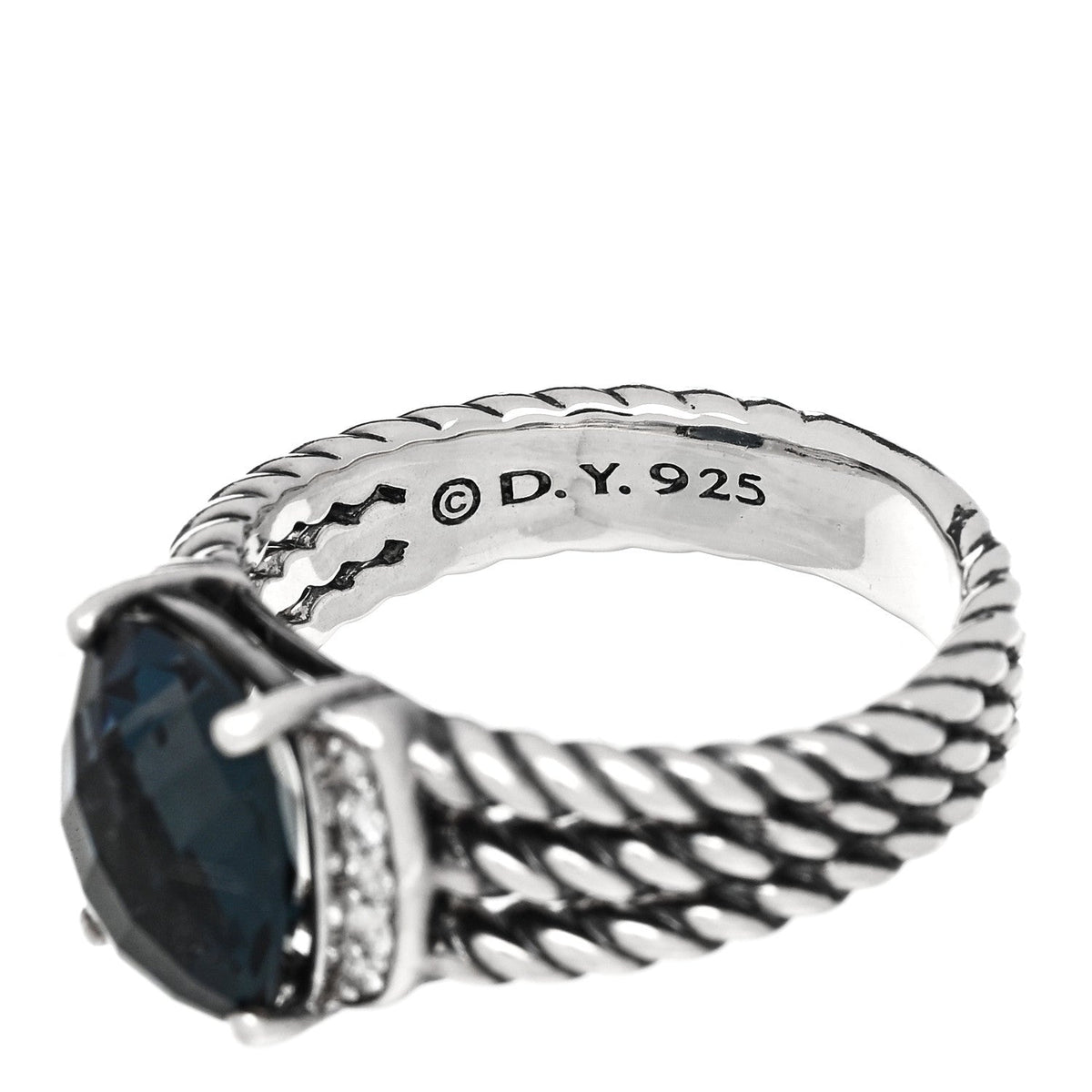 Sterling Silver Diamond Hampton Blue Topaz 10mm Petite Wheaton Ring 54 7