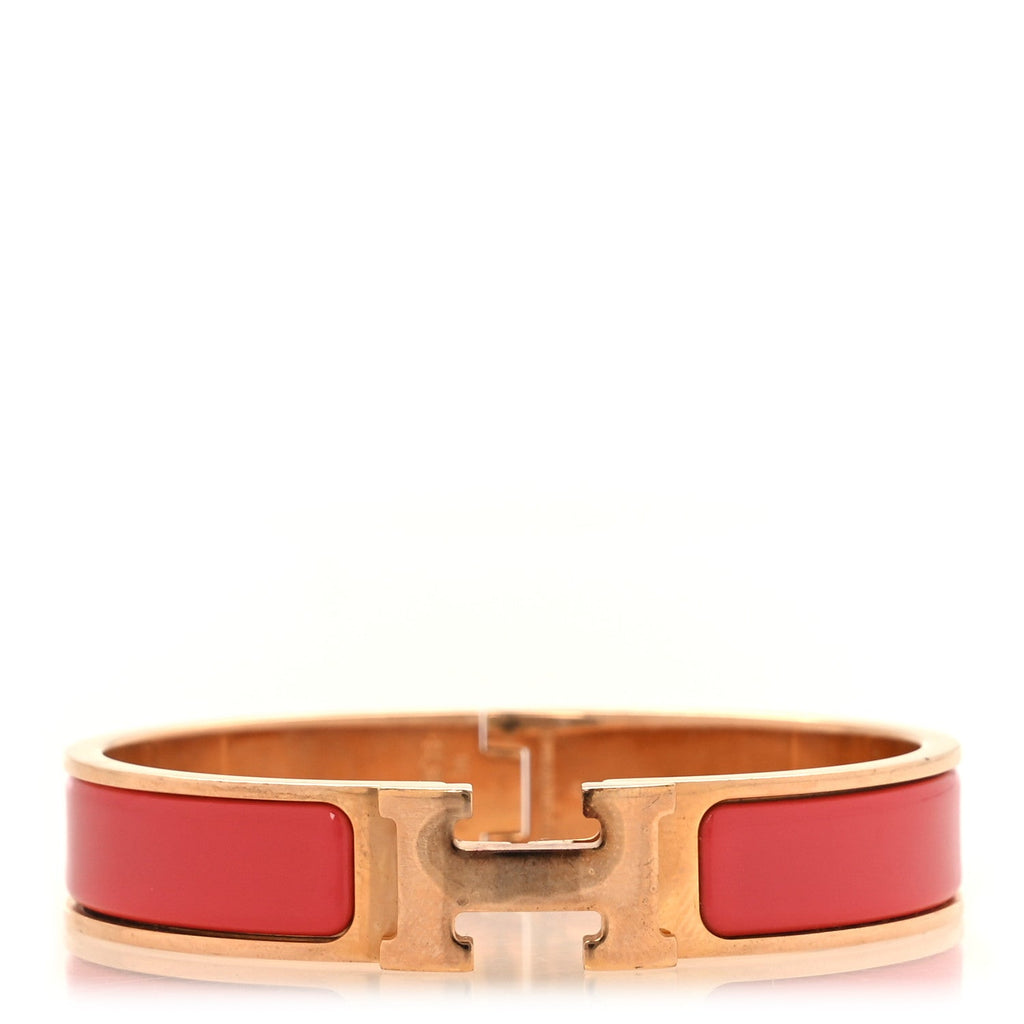 Enamel Narrow Clic Clac H Bracelet PM Rouge Corail