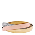 18K White Yellow Pink Gold Diamond Small Trinity Paved Ring 53 6.5