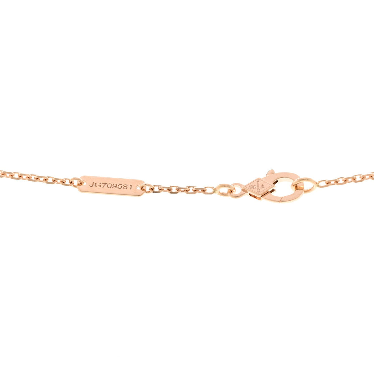 18K Rose Gold Diamond Pink Mother of Pearl Vintage Alhambra Pendant Necklace