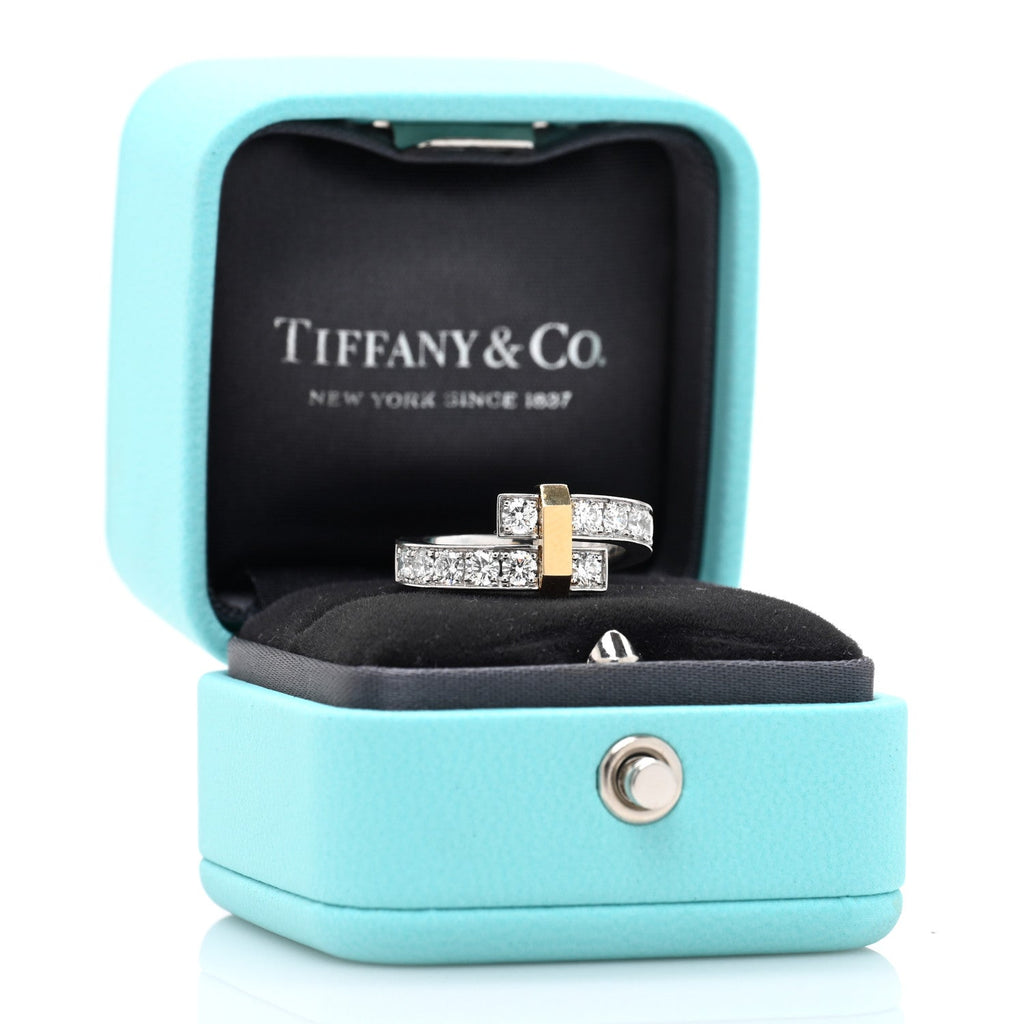 18K Yellow Gold Platinum Diamond Edge Bypass Ring 50 5.5