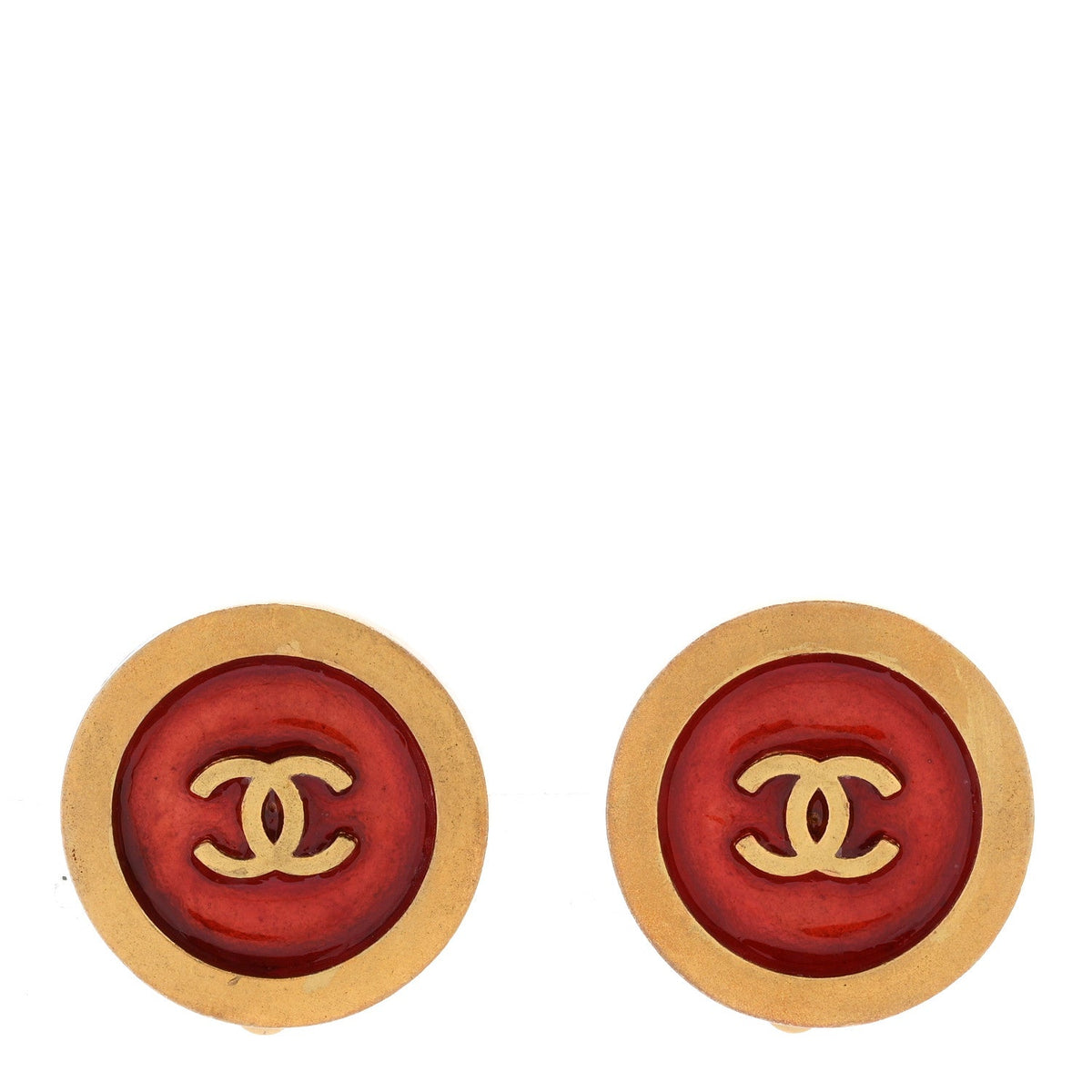CC Clip On Earrings Red Gold