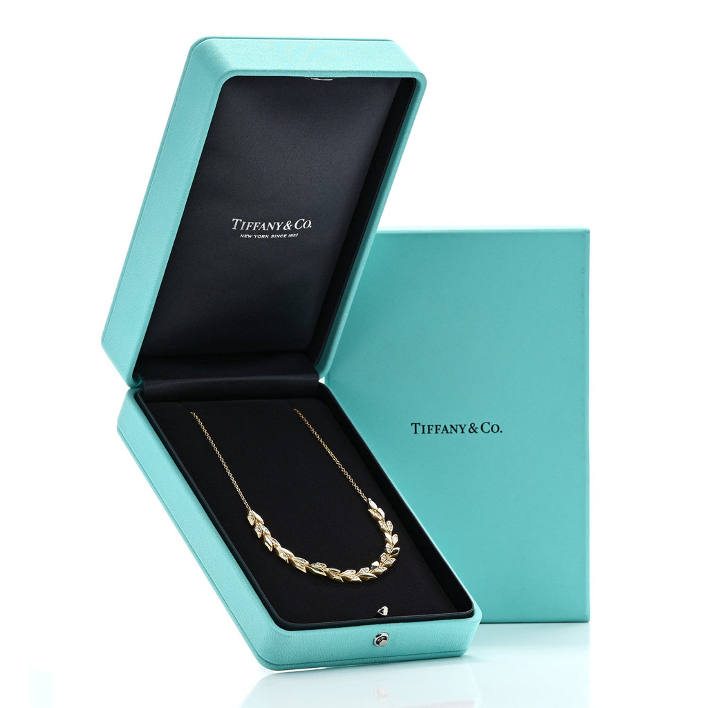 18K Yellow Gold Diamond Victoria Vine East West Necklace