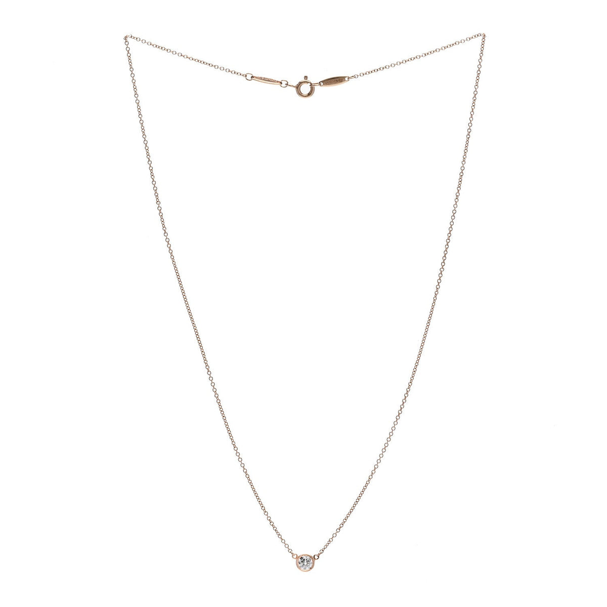 18K Rose Gold Diamond .24ct Elsa Peretti Diamonds by the Yard Pendant Necklace