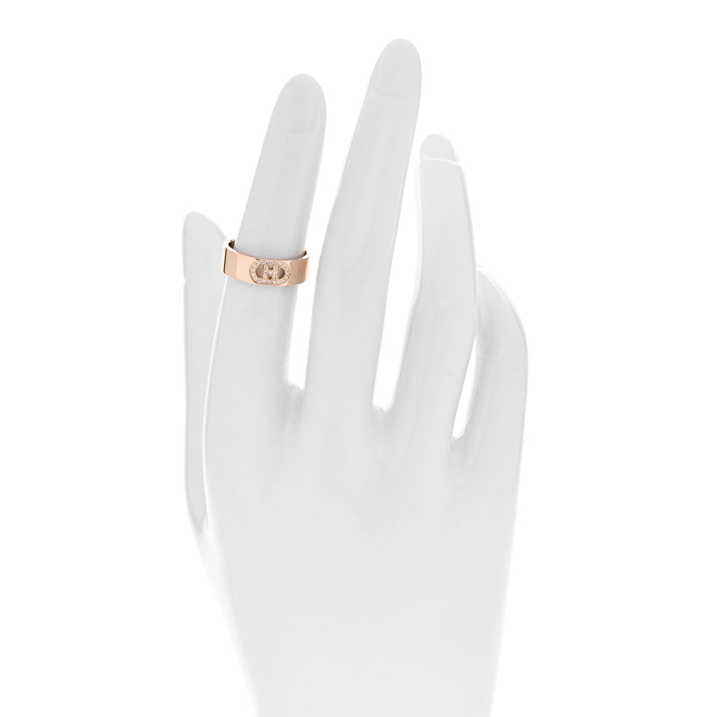 18K Rose Gold Diamond PM H D'Ancre Ring 50 5.25