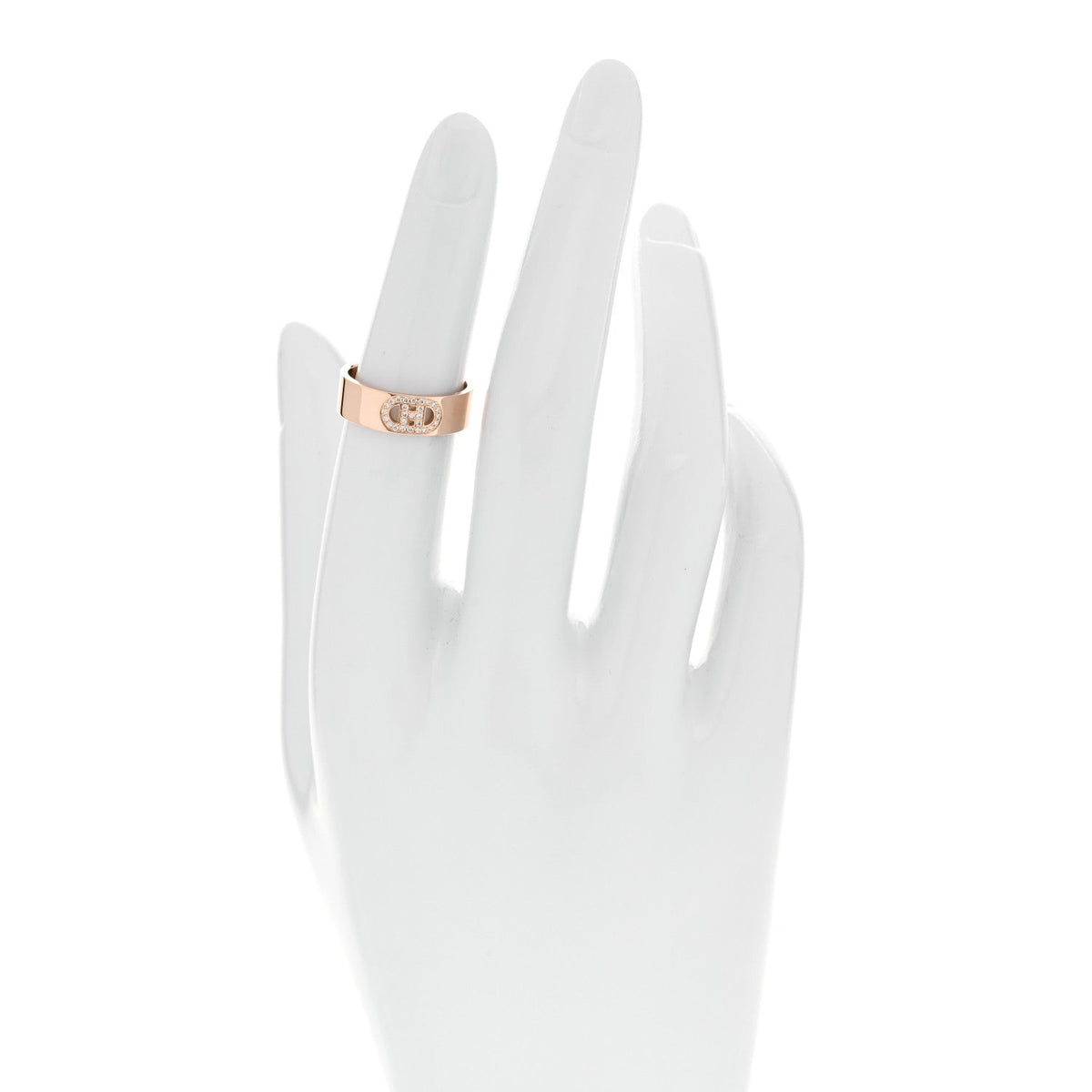18K Rose Gold Diamond PM H D'Ancre Ring 50 5.25