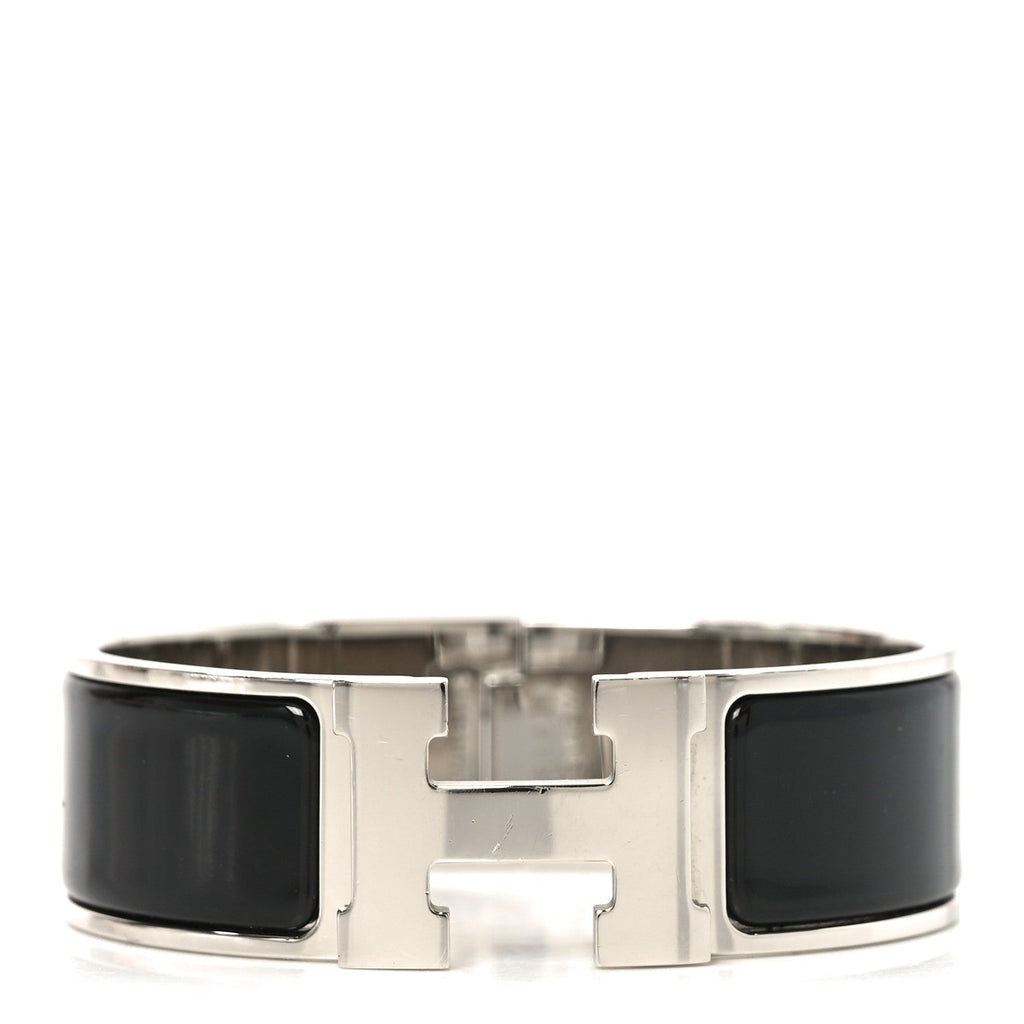 Enamel Clic Clac H Bracelet Wide GM Black