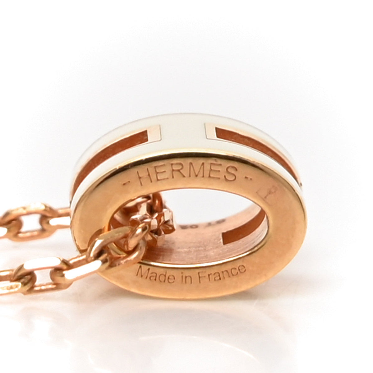 Lacquered Rose Gold Mini Pop H Pendant Necklace White