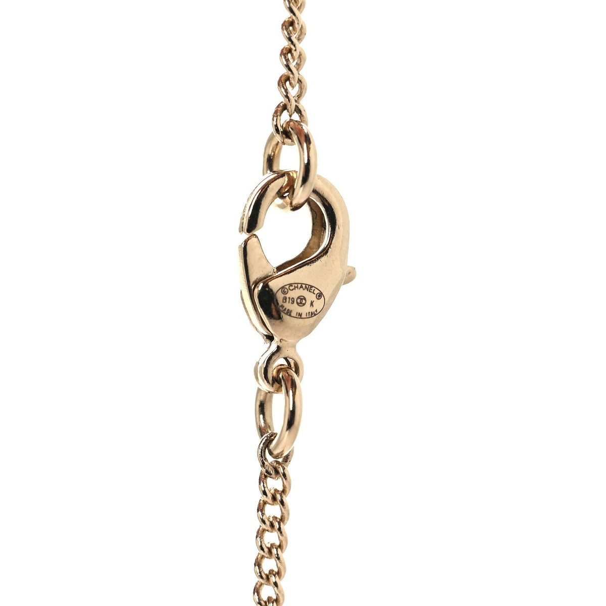 Crystal Pearl CC Pendant Necklace Gold