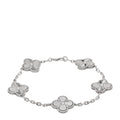 18K White Gold 5 Motifs Guilloche Vintage Alhambra Bracelet