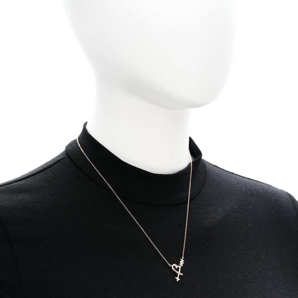 18K Rose Gold Paloma Picasso Heart and Arrow Pendant Necklace