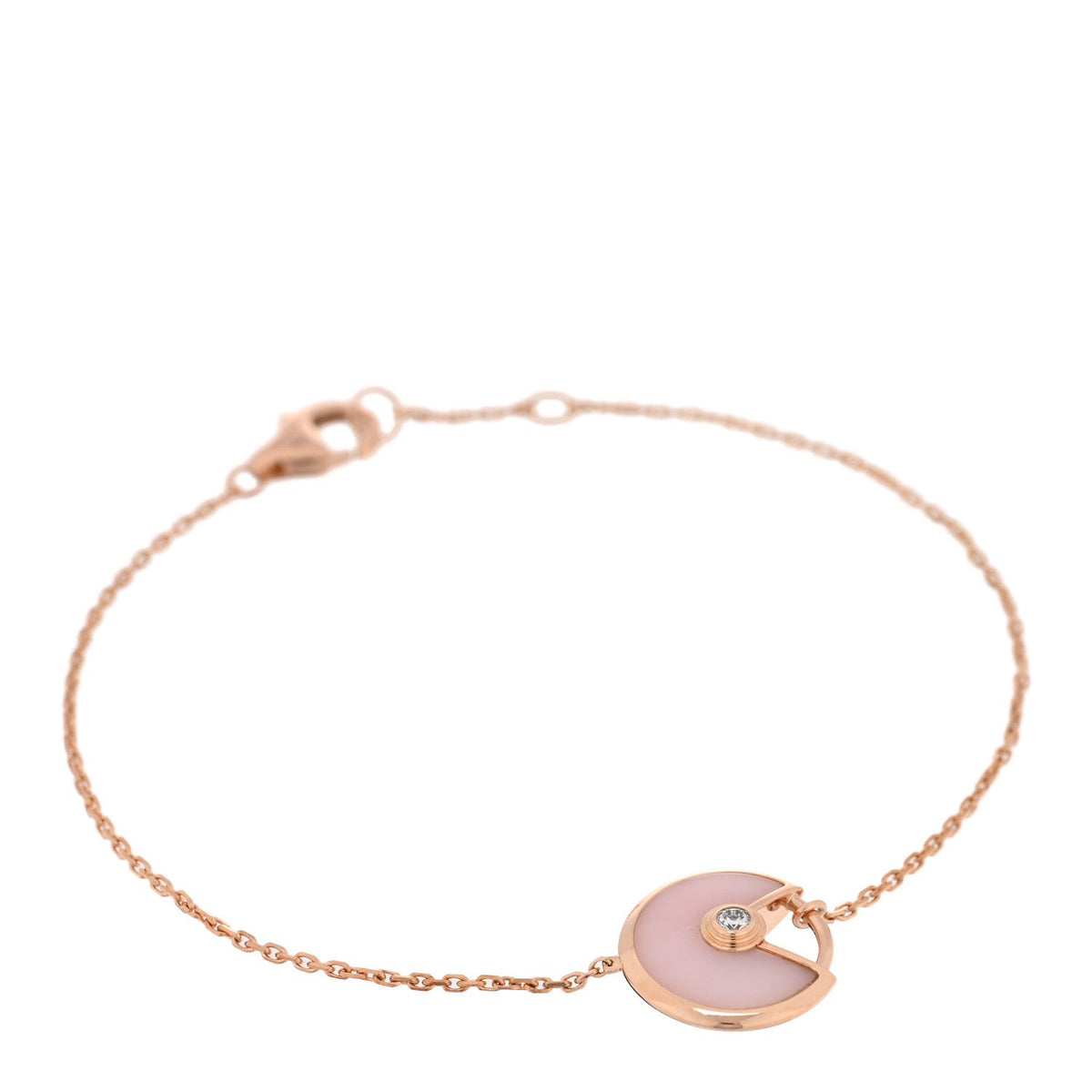 18K Pink Gold Diamond Pink Opal Amulette de Cartier Bracelet