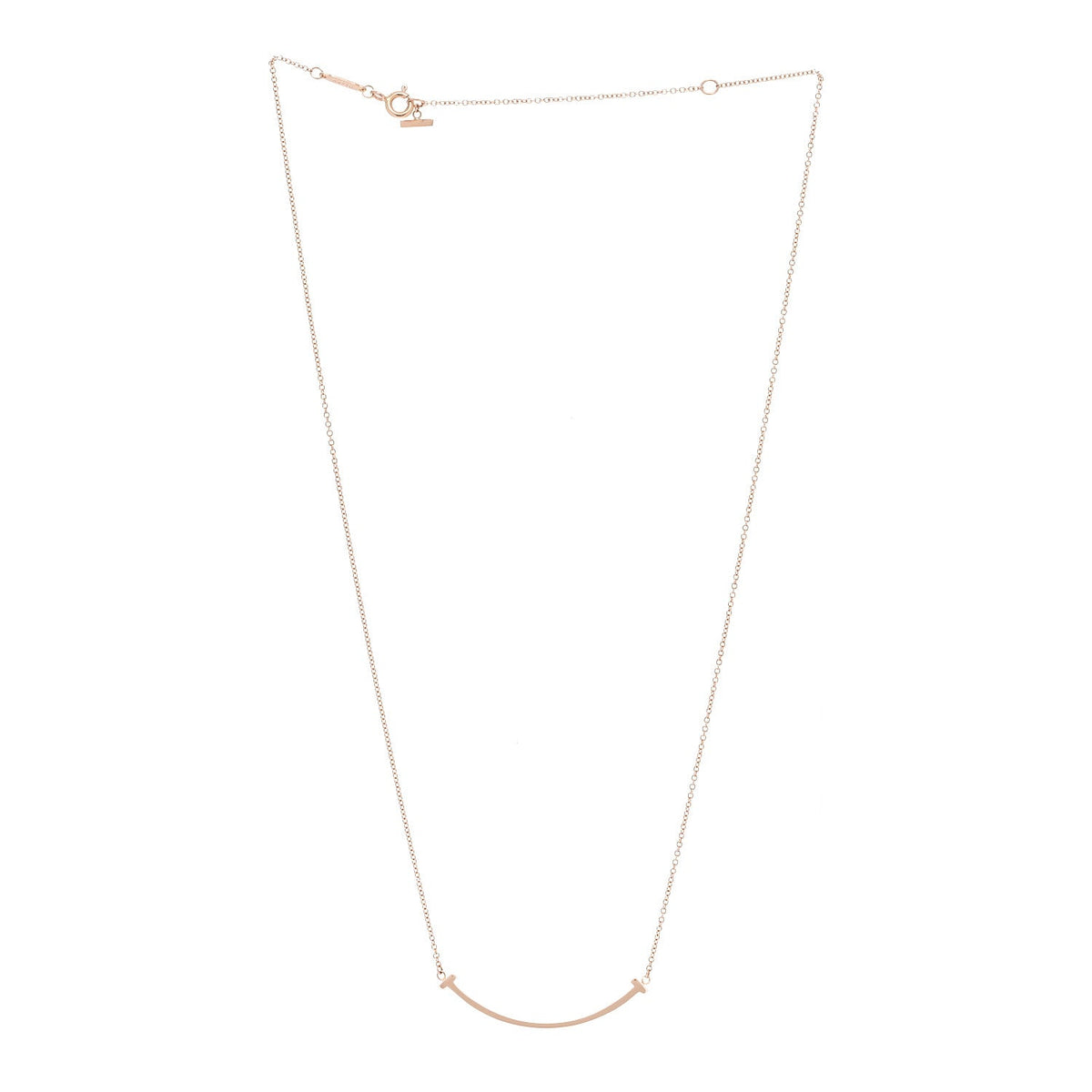 18K Rose Gold Small T Smile Pendant Necklace