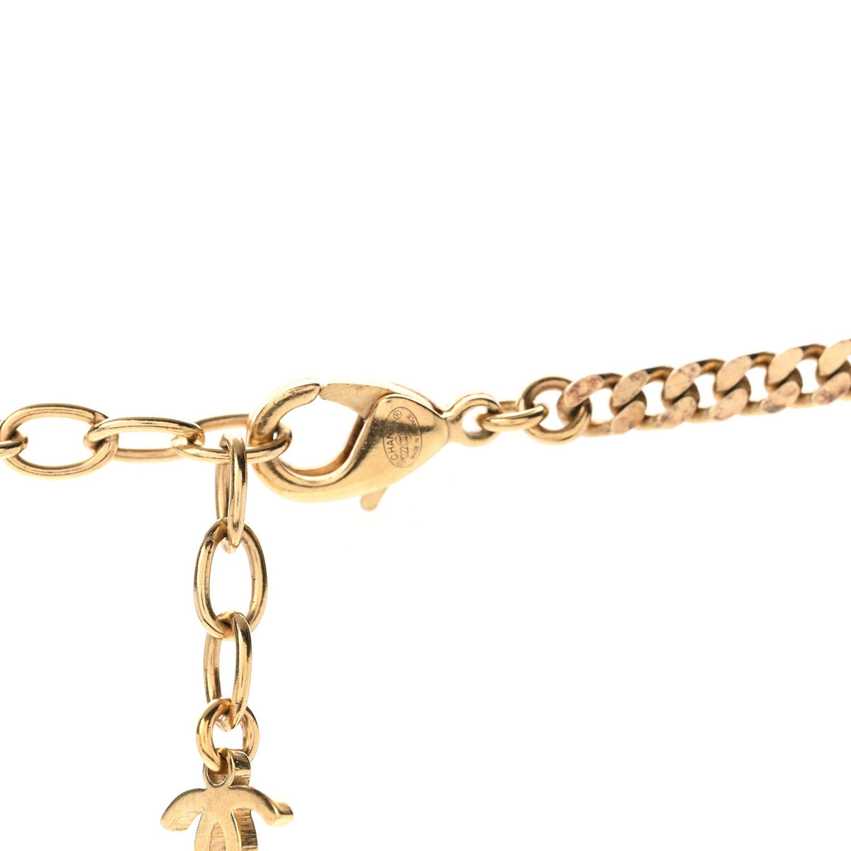 Metal Crystal CC Boy Pendant Long Necklace Gold