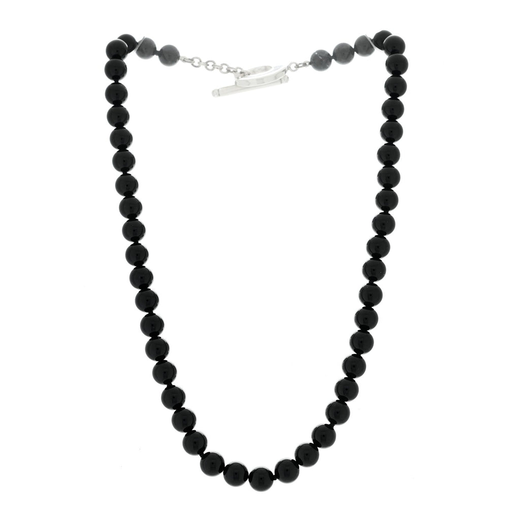 Sterling Silver Black Onyx Bead Toggle Necklace