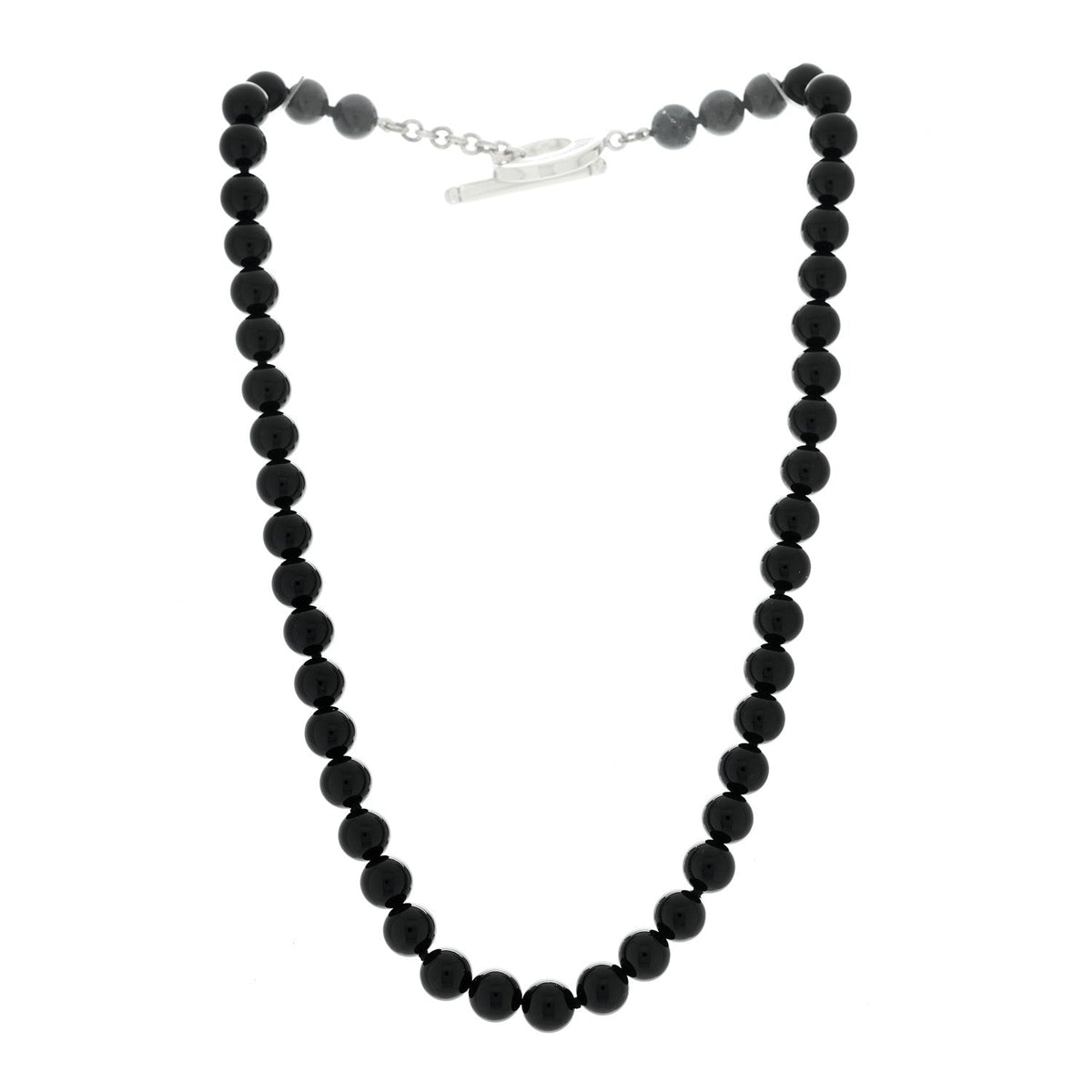 Sterling Silver Black Onyx Bead Toggle Necklace