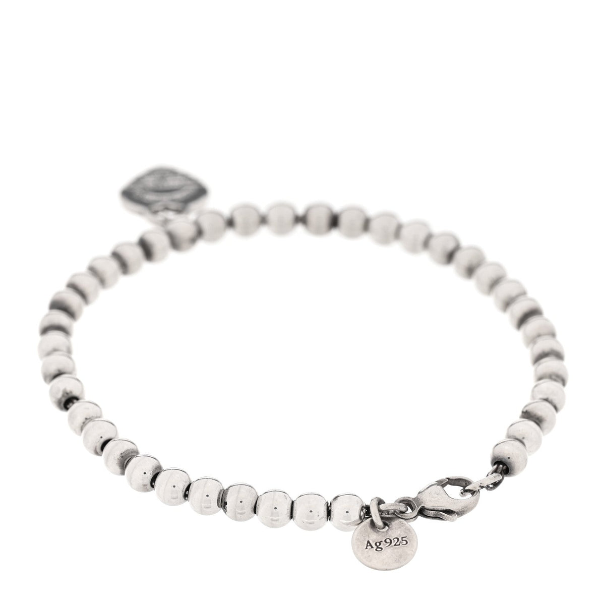 Sterling Silver Enamel 4mm Return To Tiffany Heart Tag Bead Bracelet Blue