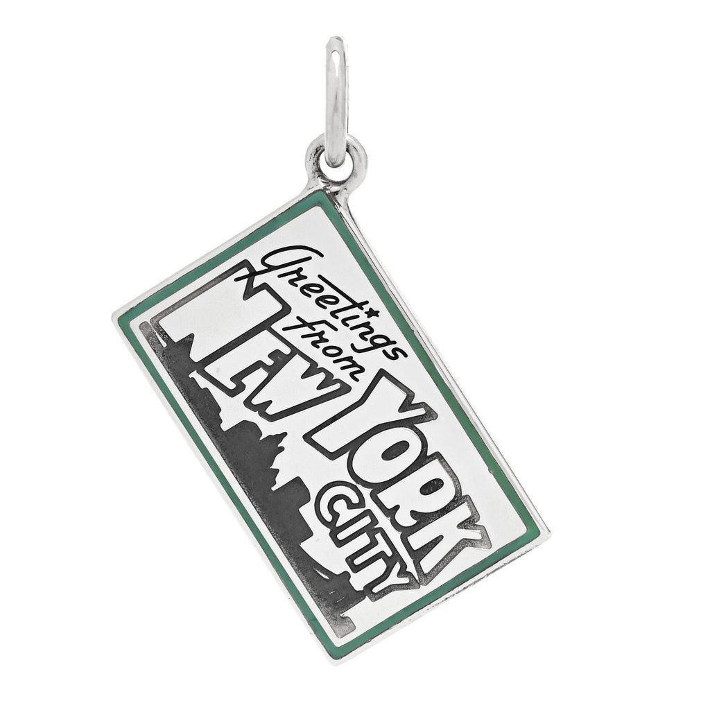 Sterling Silver Enamel New York Postcard Charm Blue