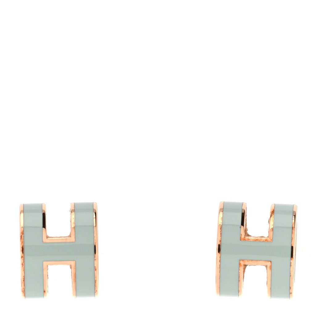 Rose Gold Lacquered Mini Pop H Earrings  Bleu Zephyr