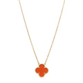 18K Yellow Gold Carnelian Vintage Alhambra Pendant Necklace
