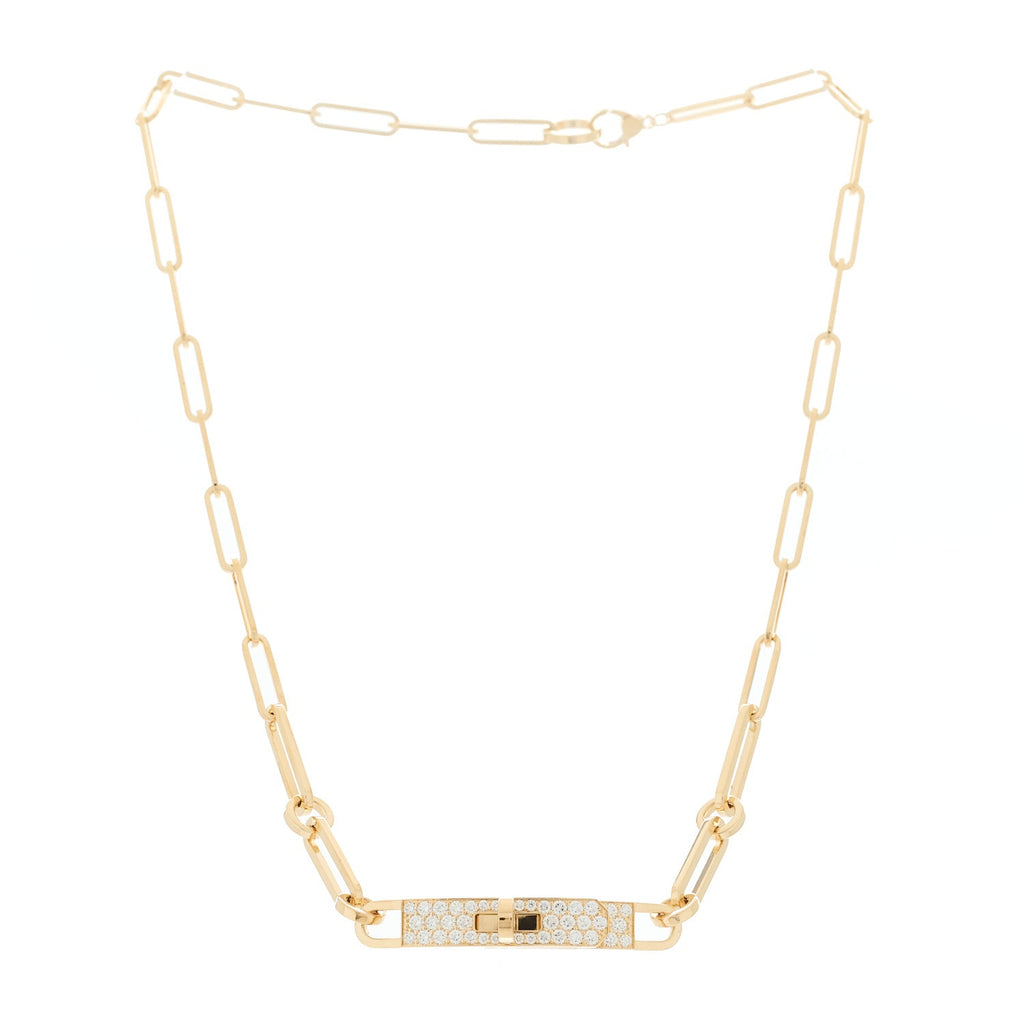 18K Yellow Gold Diamond Pave Kelly Chaine Choker Necklace