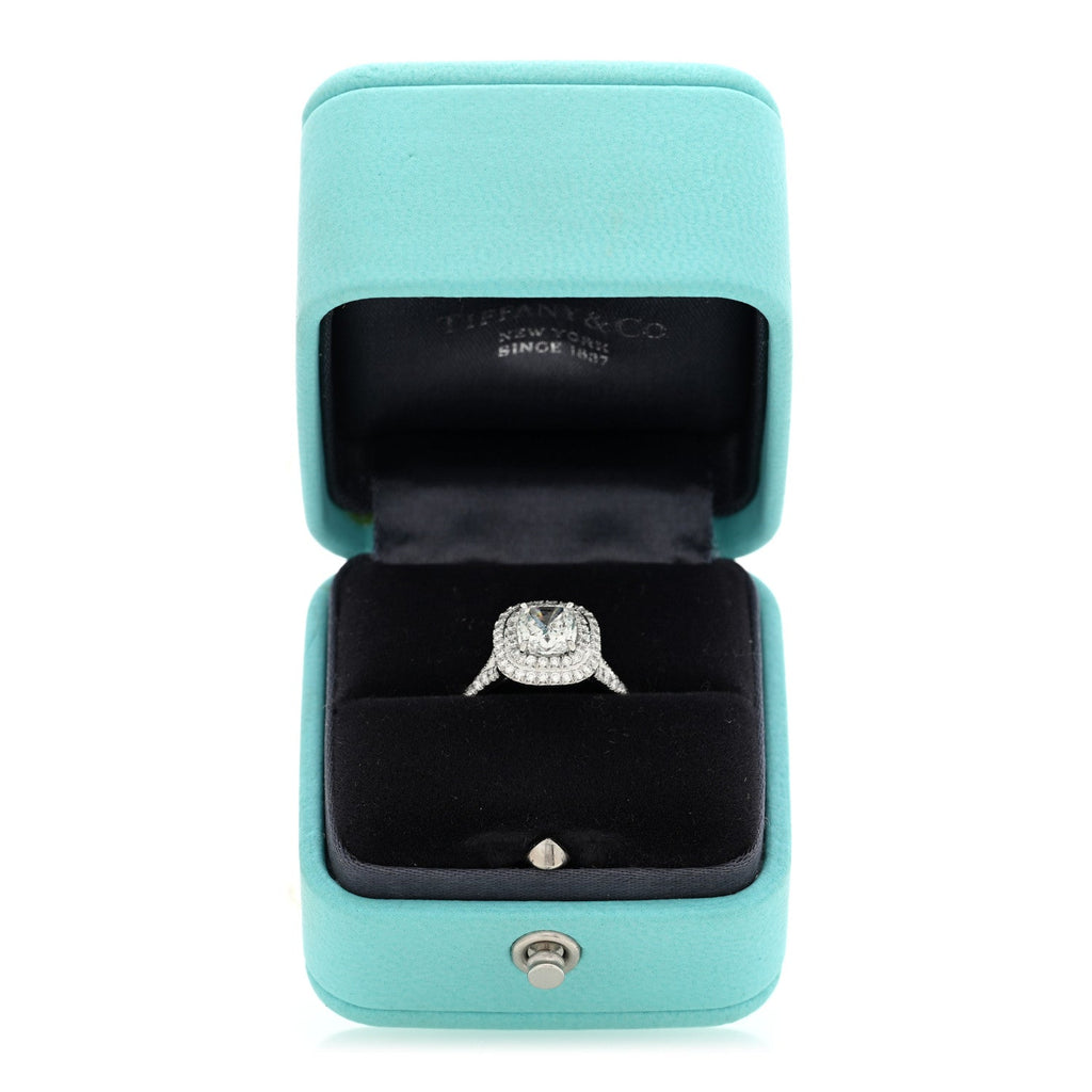 Platinum Diamond 1.20ct Soleste Cushion Cut Double Halo Engagement Ring 47 4