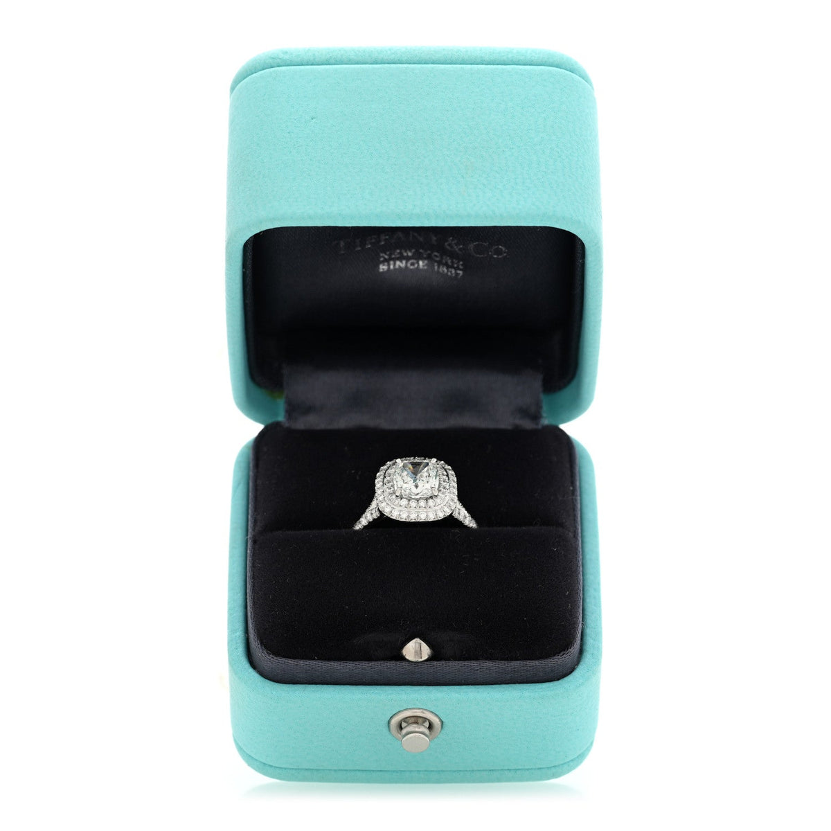 Platinum Diamond 1.20ct Soleste Cushion Cut Double Halo Engagement Ring 47 4