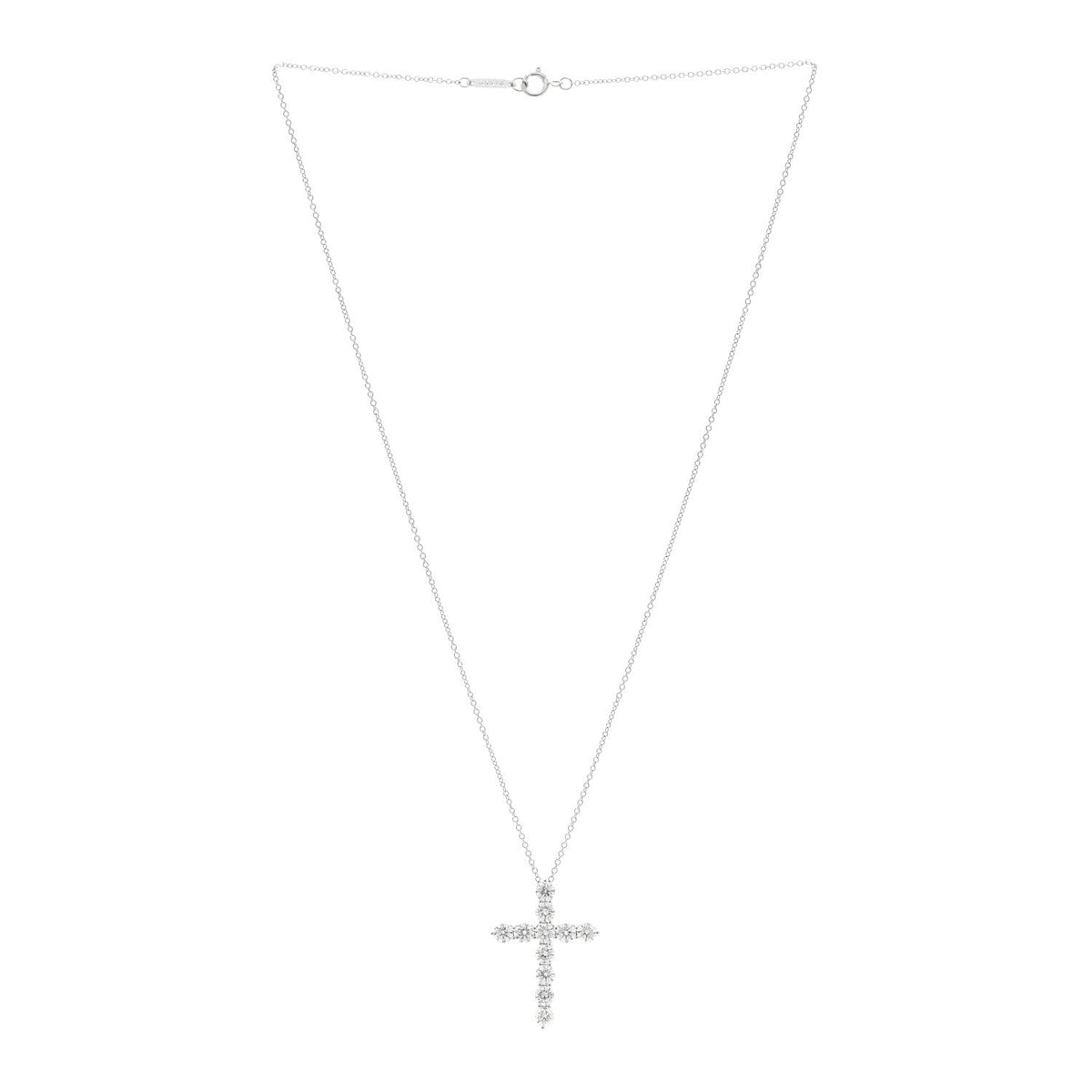 Platinum Diamond Large Cross Pendant Necklace
