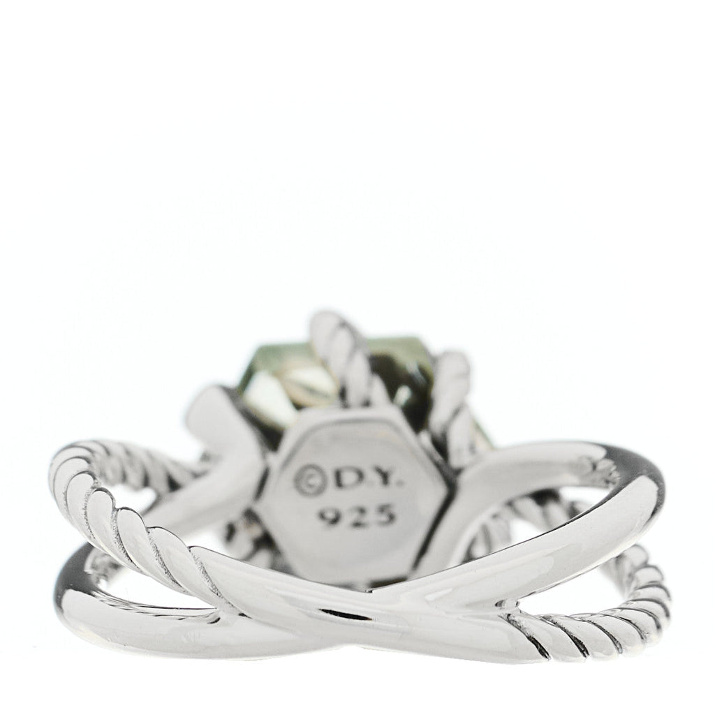 Sterling Silver Diamond Prasiolite 10mm Cable Wrap Ring 54 7
